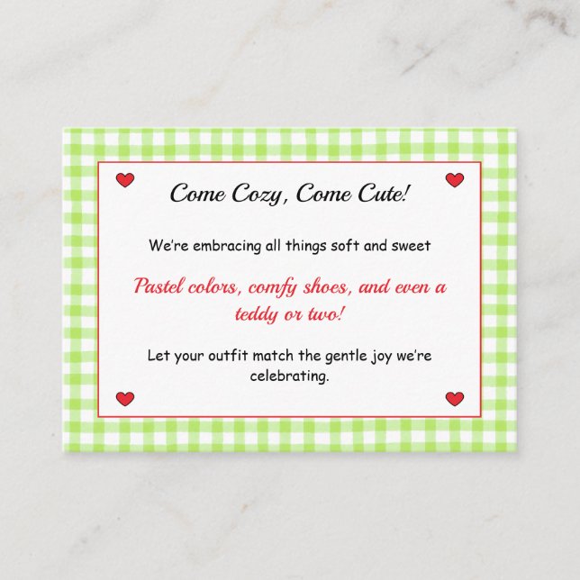 Baby Shower Enclosure Card – Dress Code  (Front)
