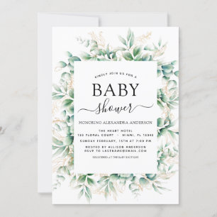 Baby Shower Eucalyptus Botanical Geometric Invitation