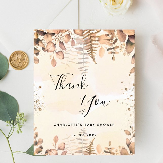 Baby shower eucalyptus glitter budget thank you (Creator Uploaded)