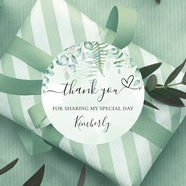 Baby shower eucalyptus greenery thank you classic round sticker (Creator Uploaded)