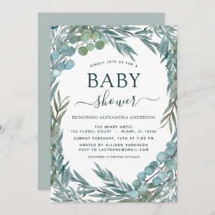 Baby Shower Eucalyptus Greenery Watercolor Invitation