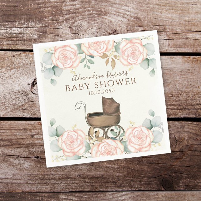 Baby Shower Eucalyptus Leaves Elegant Botanical Napkin (Creator Uploaded)