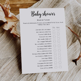 Baby Shower Ever or Never Game, Printable Invitation