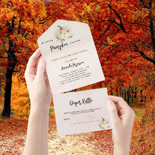 Baby Shower fall in love pumpkin diaper raffle All In One Invitation