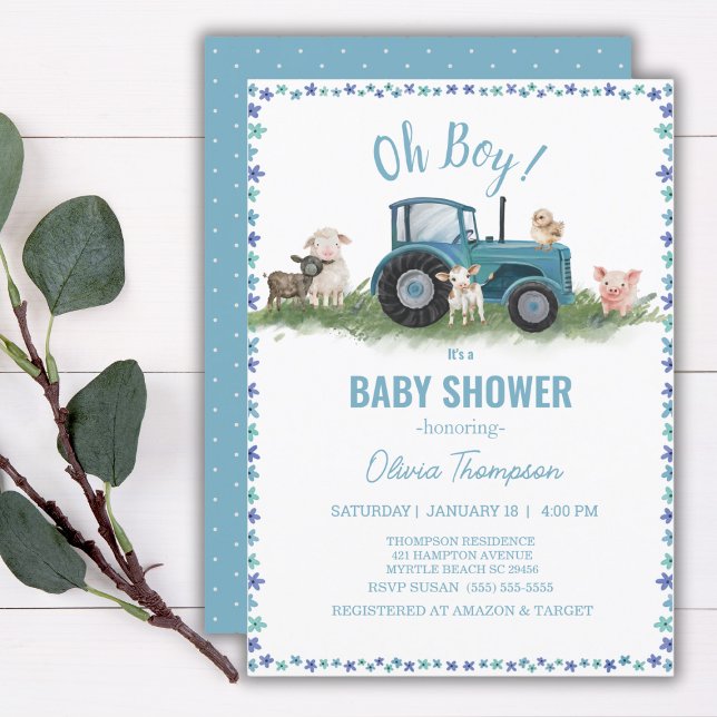 Baby Shower Farm Animals Tractor Boy  Invitation (Creator Uploaded)