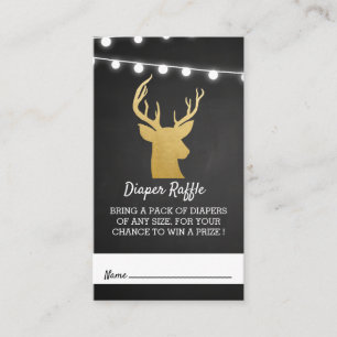 Baby Shower Faux Gold Foil Antler Diaper Raffle Enclosure Card