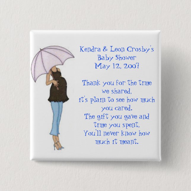 Baby Shower Favour 15 Cm Square Badge (Front)