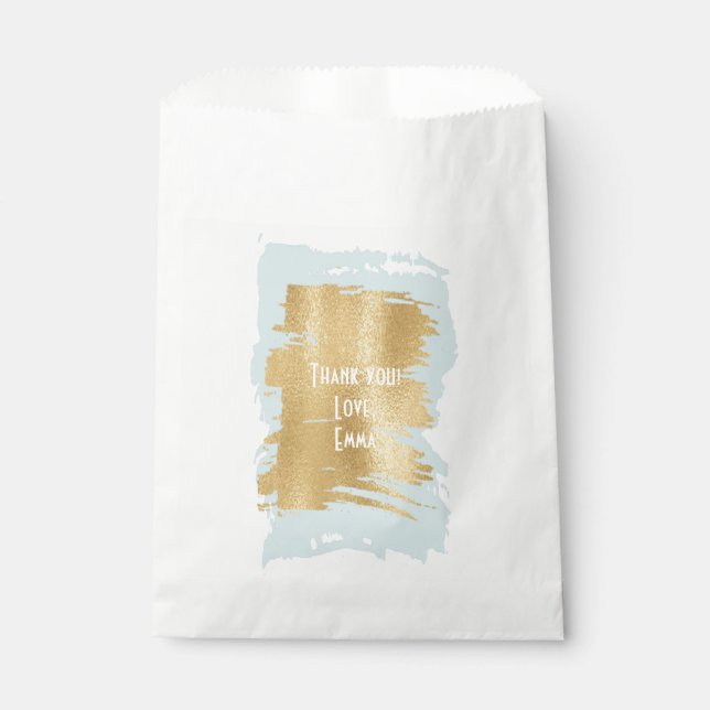 Baby Shower Favour Bag "Classic Blue/Gold" (Front)