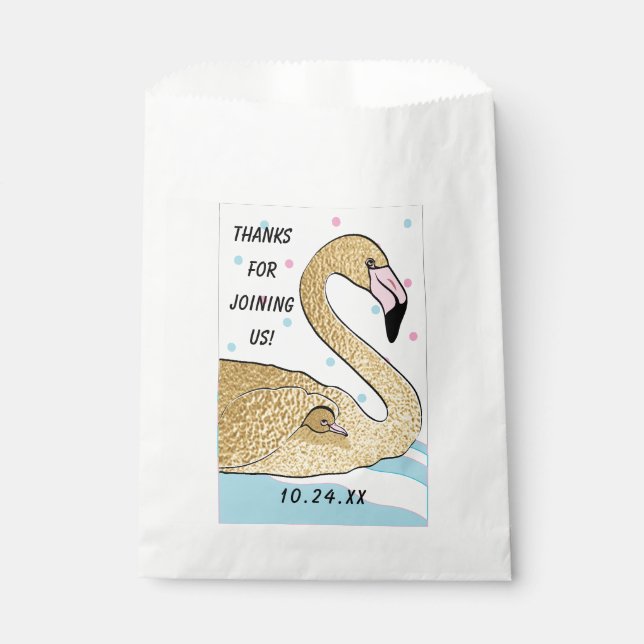 Baby Shower Favour Bag, Gold Flamingo Baby & Mummy Favour Bag (Front)