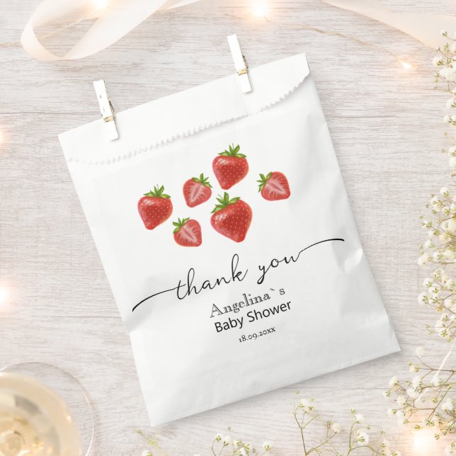 Baby shower Favour Bags Sweet Strawberries  (Clipped)