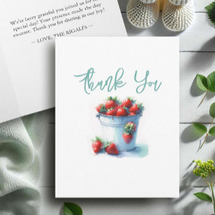 Baby Shower Favour Bags Watercolor Strawberries Thank You Card