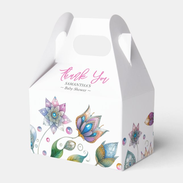 Baby Shower Favour Boxes Watercolor Boho Florals (Front Side)