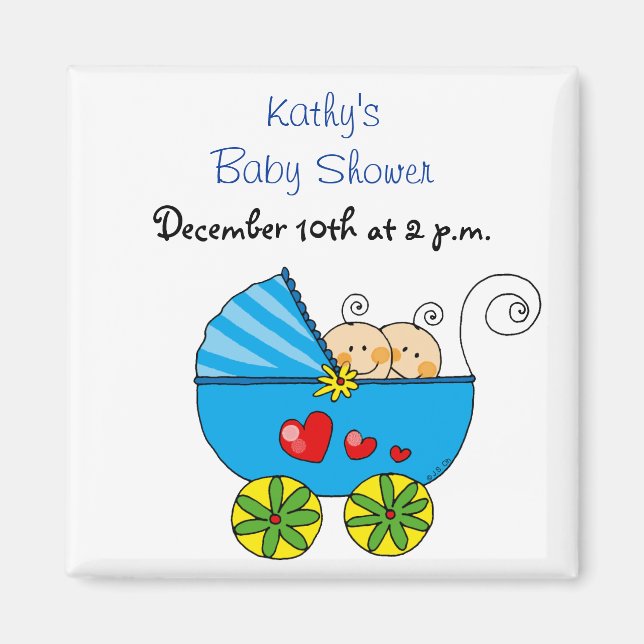 Baby Shower Favour Magnet – Twin Babies (Front)