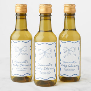 Baby Shower Favour Personalised Blue Bow Wine Labe Label