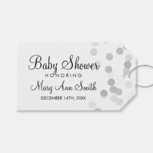 Baby Shower Favour Silver Foil Glitter Lights Gift Tags