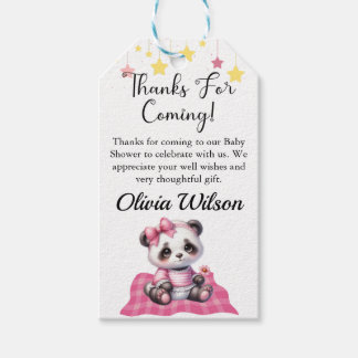 Baby Shower Favour Tags, Pink Panda Theme Gift Tags