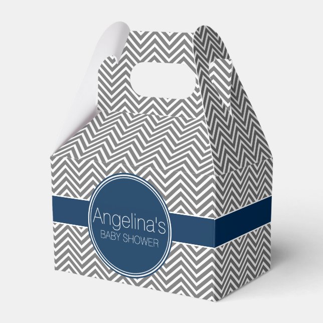 Baby Shower Favour with Chevrons Personalised Name Box (Front Side)
