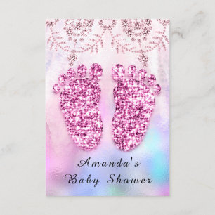 Baby Shower Feet Girl Royal Pink Glitter Floral Invitation