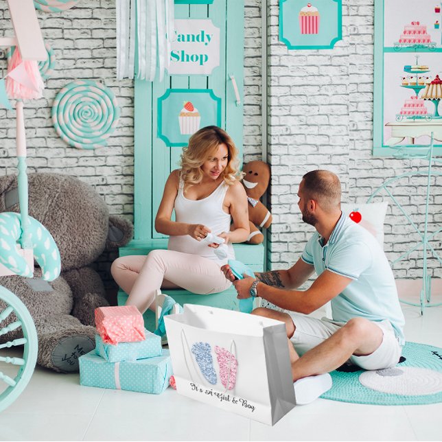 Baby Shower Feet It’s A Boy Girl Pink Blue Twins Large Gift Bag (Baby Shower Feet It’s A Boy Girl Pink Blue Twins Large Gift Bag)