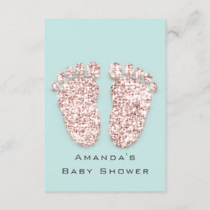 Baby Shower Feet Silver Girl Boy Mint Rose Glitter Invitation