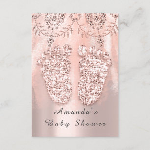 Baby Shower Feet Silver Girl Royal Rose Glitter Invitation