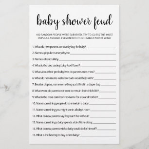Baby Shower Feud game with Answers