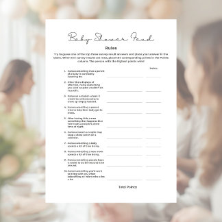 Baby Shower Feud Game with Answers Custom Letterhead