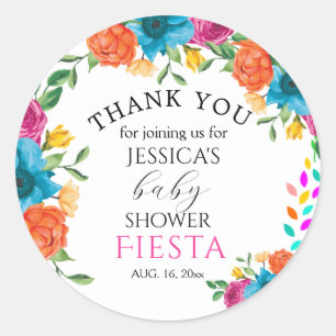 Baby Shower Fiesta Floral Party Favour Sticker