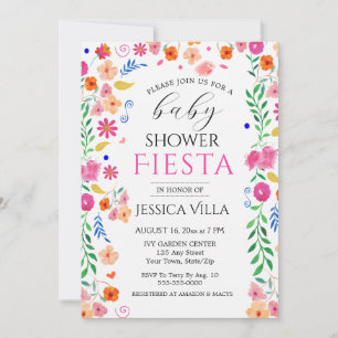 Baby Shower Fiesta Floral Pink Party Invitation