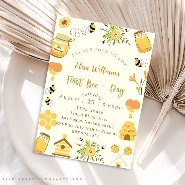 Baby Shower First Day Bee  Invitation (Creator Uploaded)