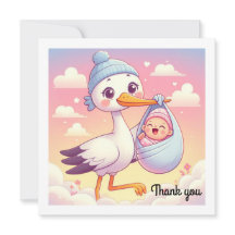 Baby Shower Flat Card Thank You
