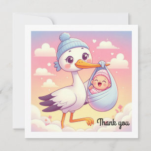 Baby Shower Flat Card Thank You