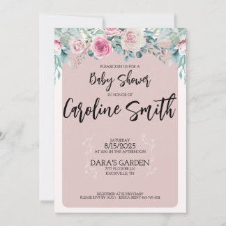 Baby Shower Floral Blush Invitation