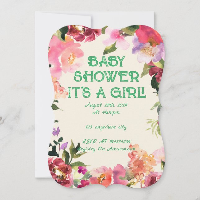 BABY SHOWER FLORAL BLUSH SAVE THE DATE (Front)