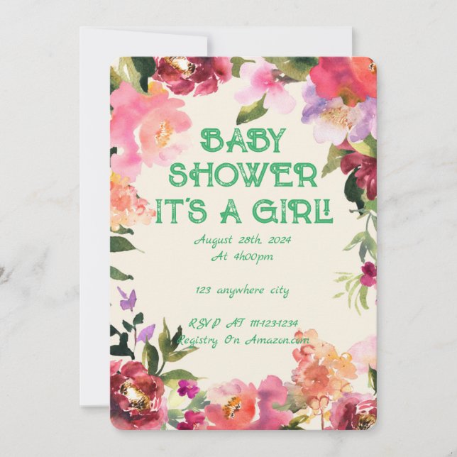 BABY SHOWER FLORAL BLUSH SAVE THE DATE (Front)