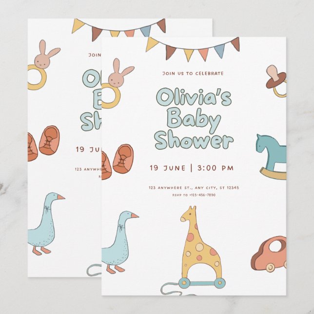 Baby Shower Floral Elegant Invitation Design (Front/Back)