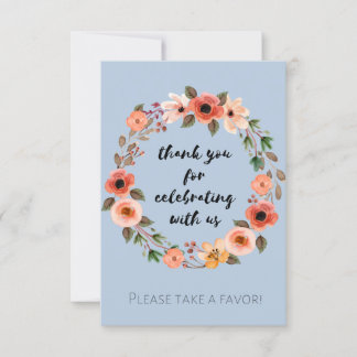 Baby Shower Floral Favour Sign Thank you Invitation