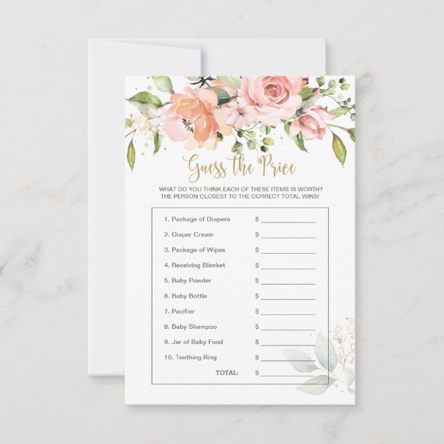 Baby Shower Floral Guess the Price Game (Front)