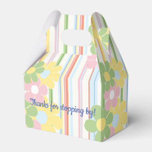 Baby Shower Floral Picnic Stripes Gable Favour Box