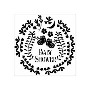 Baby Shower Floral  Rubber Stamp