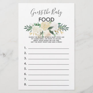 Baby Shower Flowers Game - Guess the Baby Food