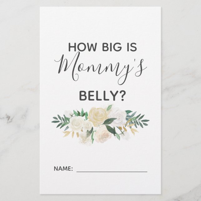 Baby Shower Flowers How Big is Mummy's Belly Game (Front)