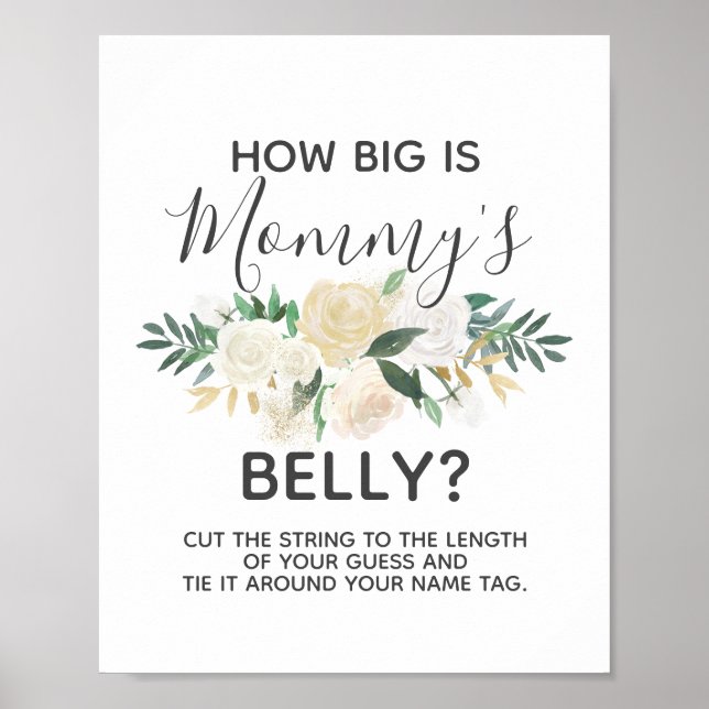 Baby Shower Flowers How Big is Mummy's Belly Game Poster (Front)