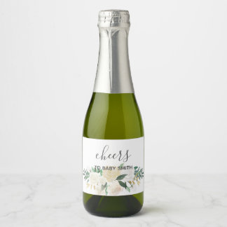 Baby Shower Flowers Sparkling Wine Label