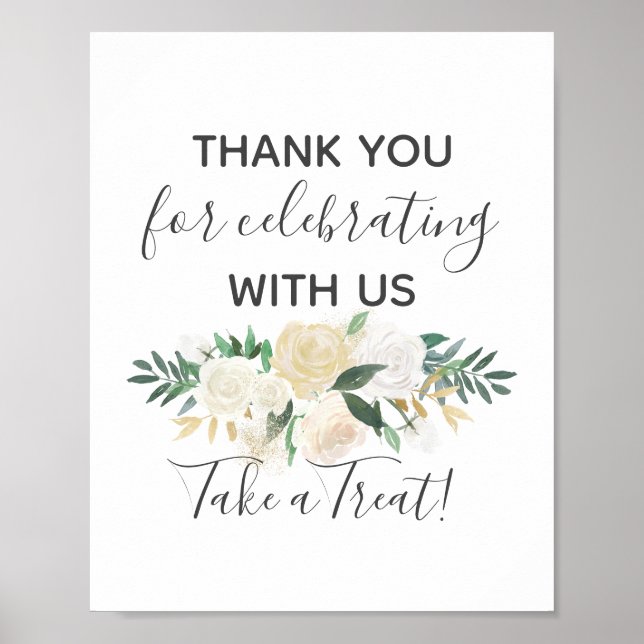 Baby Shower Flowers Take a Treat Favour Sign (Front)