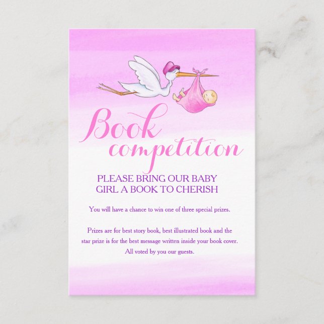 Baby shower flying stork book competition cards (Front)