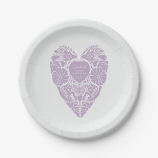 Baby shower folk flower heart garden Paper Plate