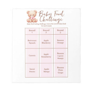 Baby Shower Food Challenge Game Activity Notepad