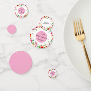 Baby shower for a baby girl floral watercolor confetti