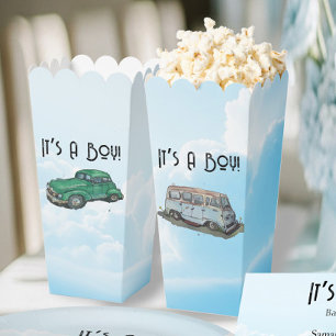 Baby shower for a boy, van and sedan favour box